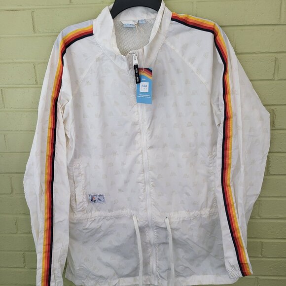 Aldi Gear Ladies Windbreaker Jacket LARGE Lightweight Zip Up Stripes 2024 NEW A1 - Picture 1 of 10